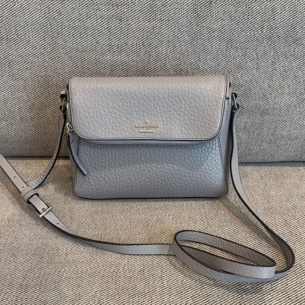 Kate Spade Gray Pebbled Leather Crossbody
